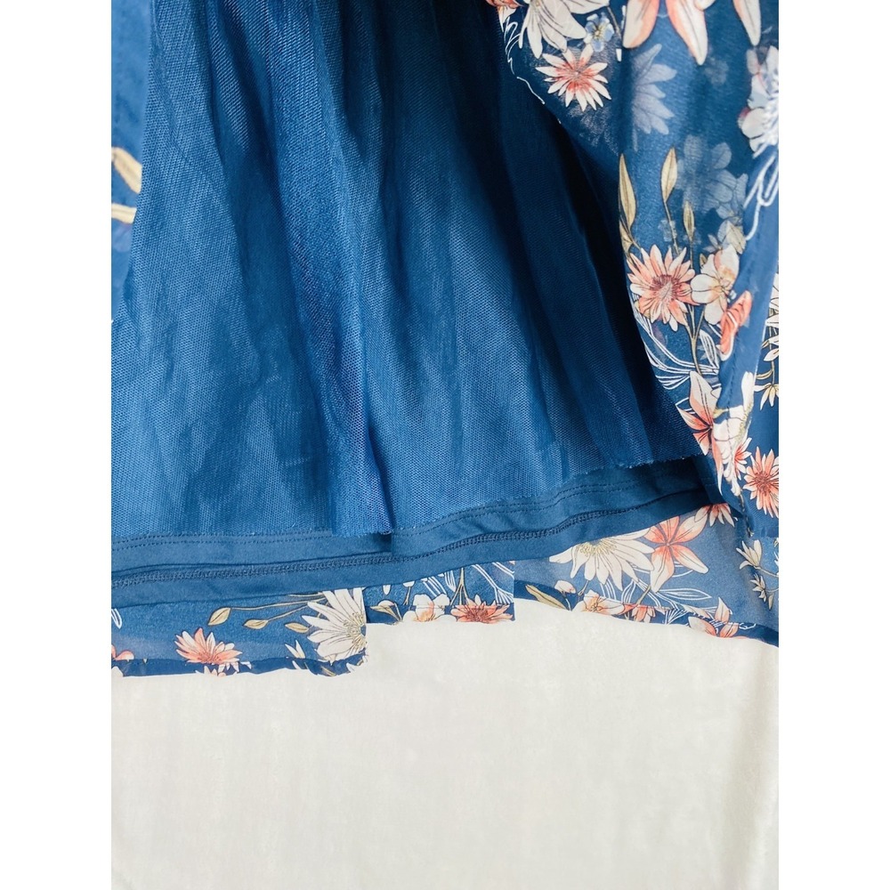 2/$30 Torrid Chiffon Midi Skirt Women Sz 2X Blue Floral Flare Cottage Romantic - Picture 9 of 13